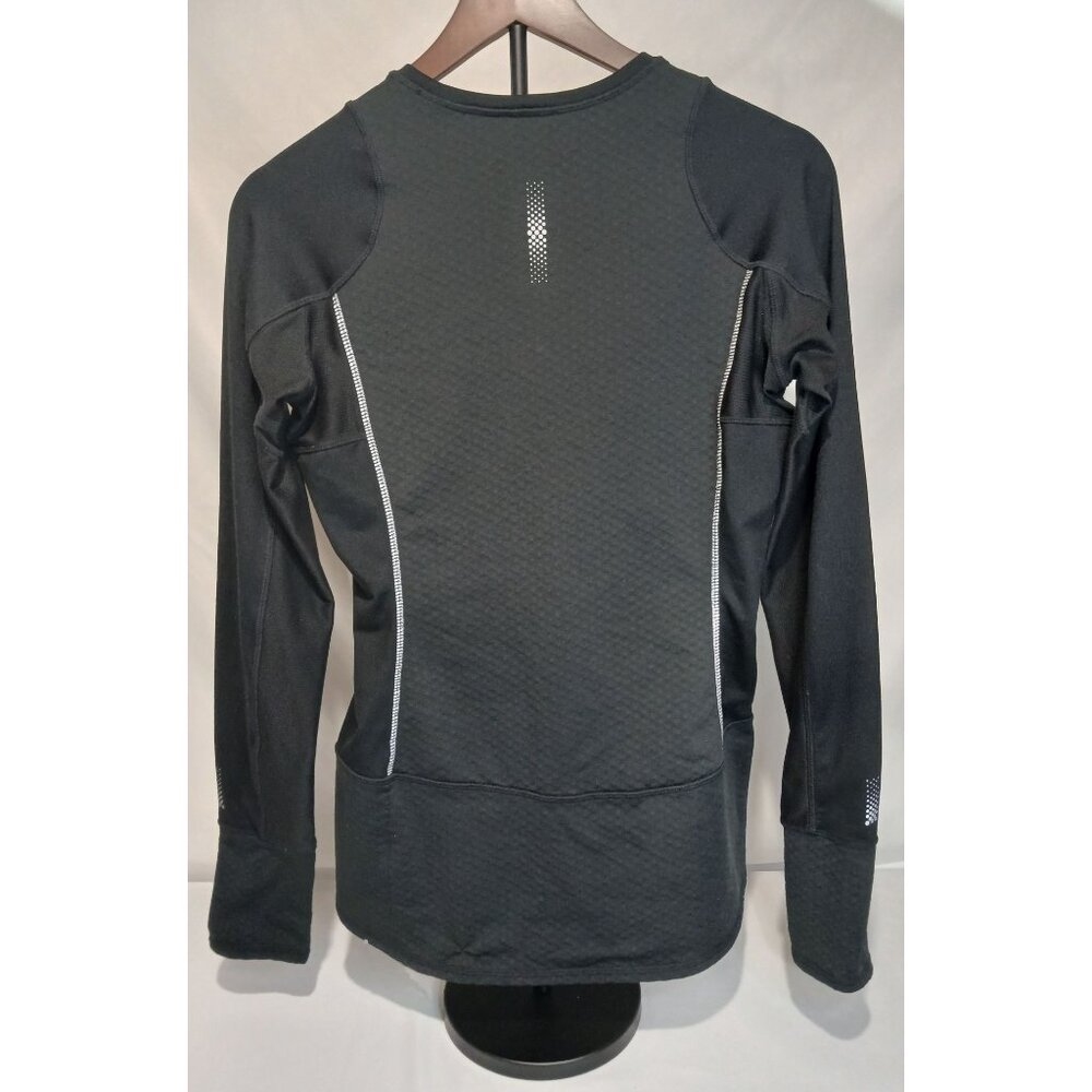 Athleta Reflective Heatzone Running Shirt Black Small Long Sleeve Zipper Pocket - Picture 8 of 10